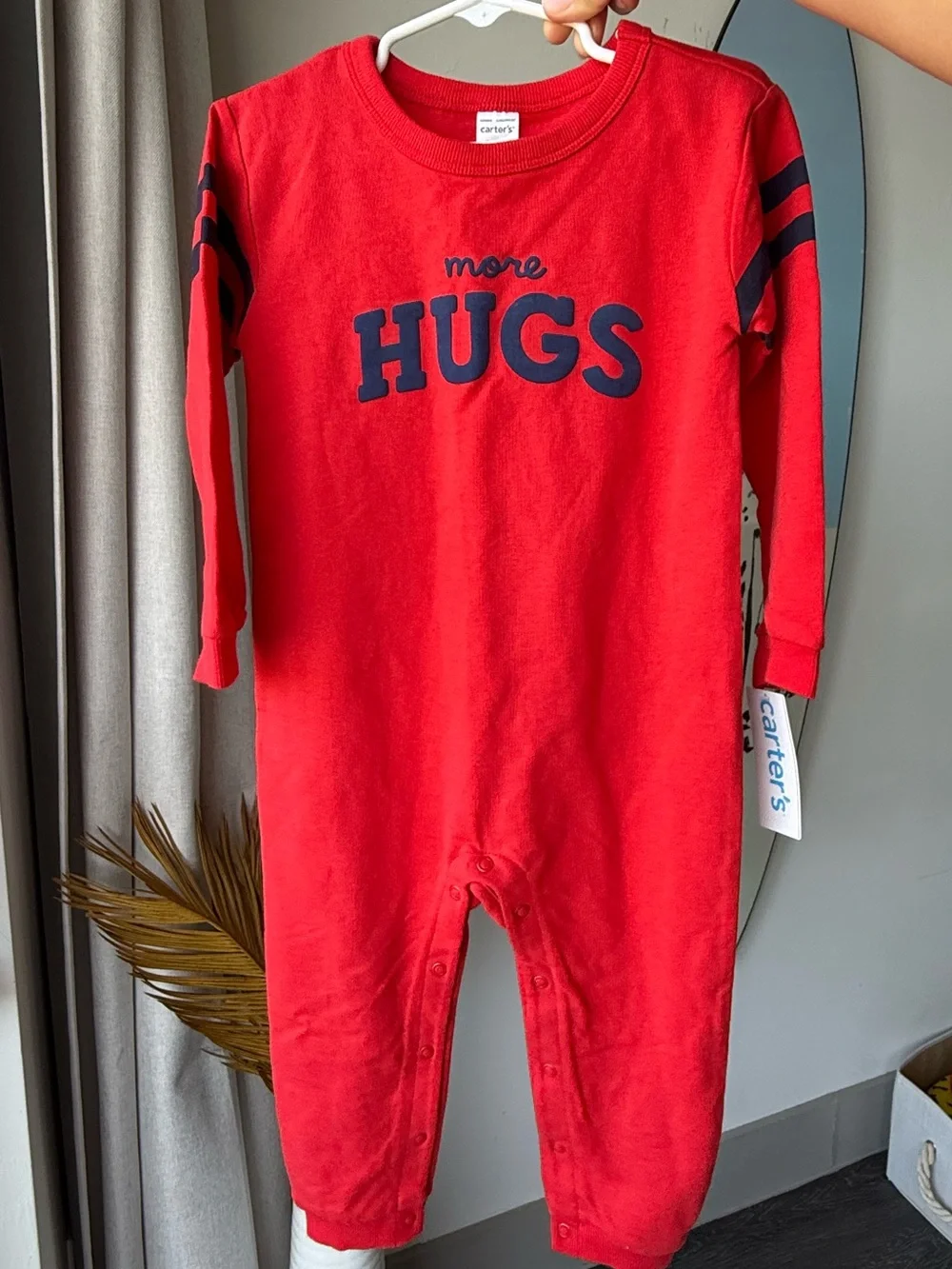 CARTER’S Puff Letter More Hugs French Terry Long-Sleeve Jumpsuit 12M
